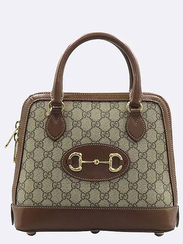 621220 GG Logo Canvas Brown Leather Gold Plated Horsebit 1955 Small Top Handle Bag Shoulder Strap 2WAY - GUCCI - BALAAN 2