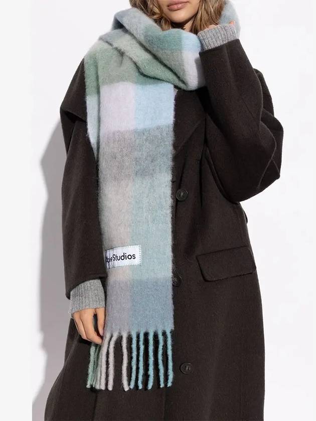 Check Mohair Muffler Turquoise Grey Mint - ACNE STUDIOS - BALAAN 4