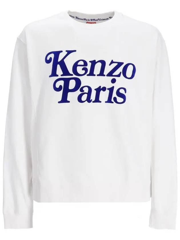 24SS Velvet Logo Buddy Sweatshirt White 5SW146 4MG 02 - KENZO - BALAAN 1