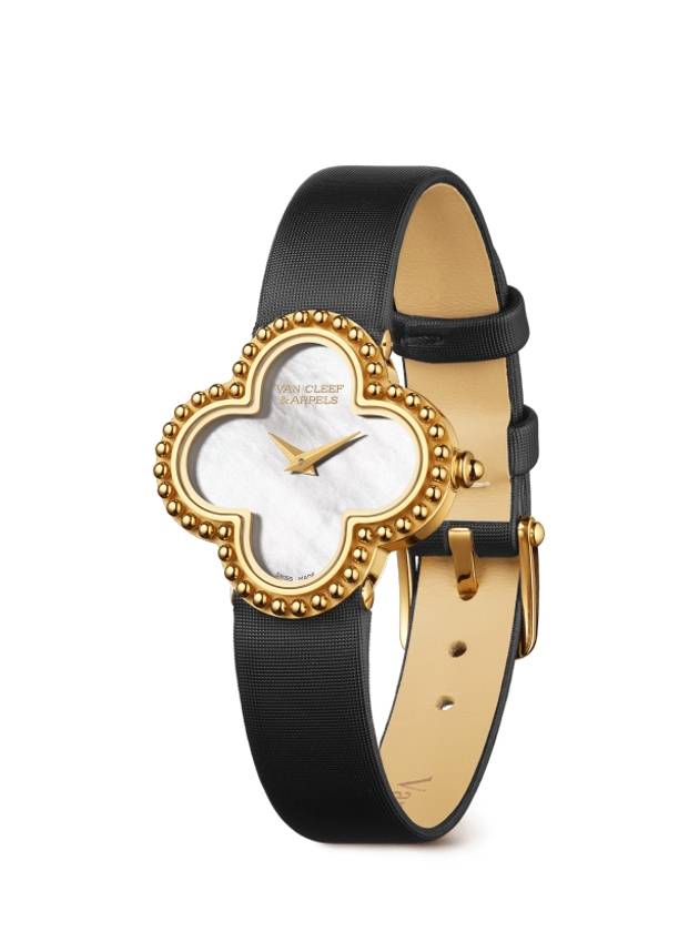 Alhambra Small Leather Watch Gold Black - VANCLEEFARPELS - BALAAN 3