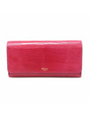 Women s Mulberry RL5399 Pink Lizard Embossed Leather Gold plated Continental Flap Long Wallet gt Gangbuk used luxury goods - MULBERRY - BALAAN 1