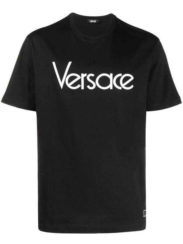 Logo Crewneck Short Sleeve T-Shirt Black - VERSACE - BALAAN 2