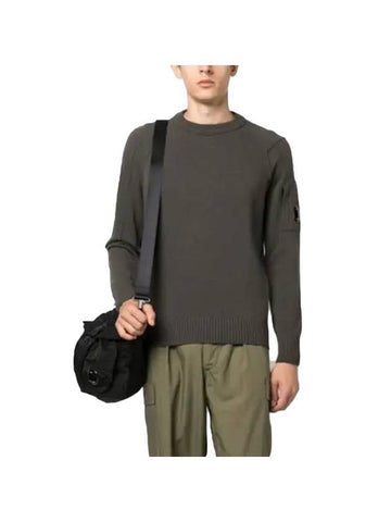 Lens Wappen Classic Crew Neck Wool Knit Top Green - CP COMPANY - BALAAN 1