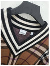 Maloney Check Cashmere Knit Top Brown - BURBERRY - BALAAN.