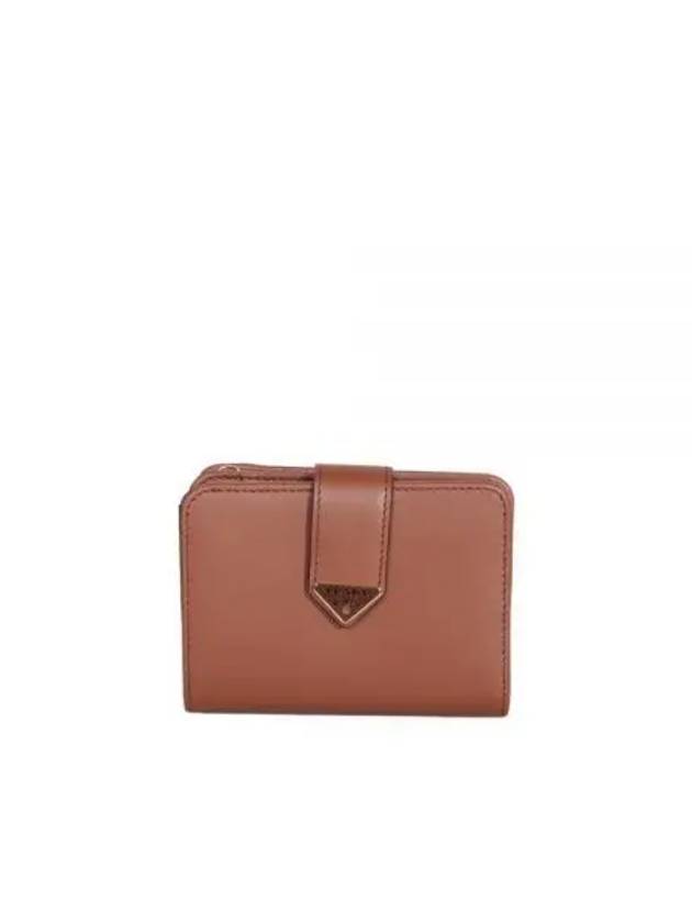 Triangle Logo Leather Half Wallet Cognac - PRADA - BALAAN 2