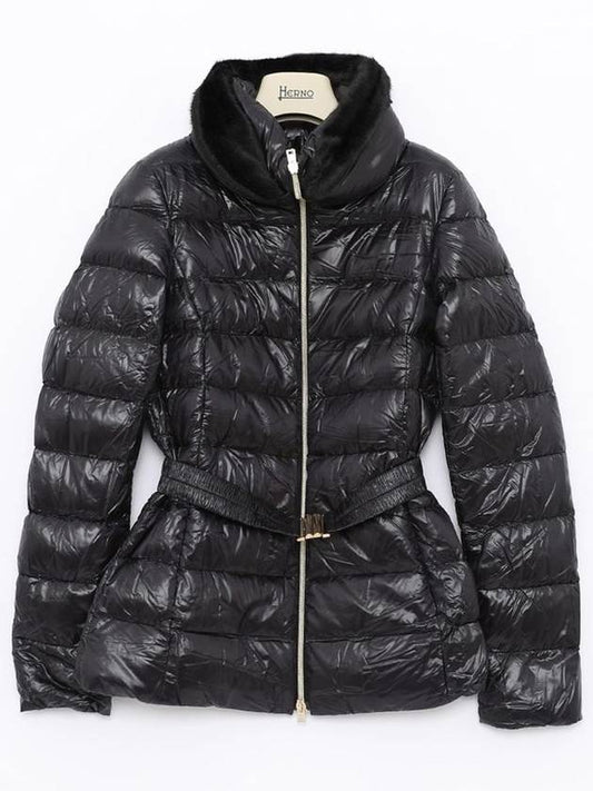 Women's Claudia Goose Down Natural Fur Padded Jacket Black - HERNO - BALAAN 2