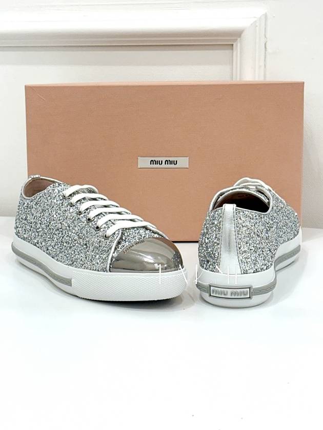 Metal toe glitter sneakers 5E8998 38size - MIU MIU - BALAAN 4