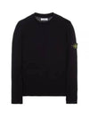 Men's Waffen Patch Crew Neck Raw Cotton Knit Top Black - STONE ISLAND - BALAAN 2