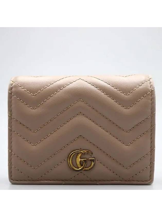 466492 Gold GG Logo Leather Matrasse Marmont Bicycle Wallet - GUCCI - BALAAN 1