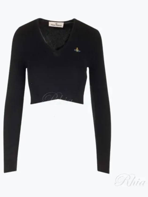 Bea Cropped V-Neck Knit Top Black - VIVIENNE WESTWOOD - BALAAN 2