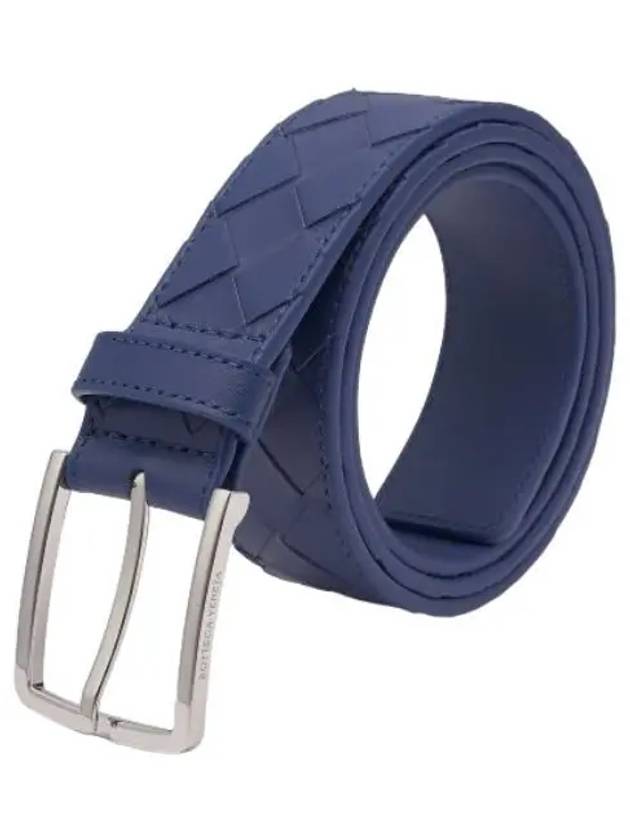 Intrecciato Leather Belt Blue - BOTTEGA VENETA - BALAAN 2