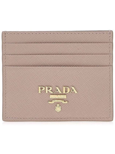 Metal Logo Saffiano Card Wallet Powder Pink - PRADA - BALAAN 2