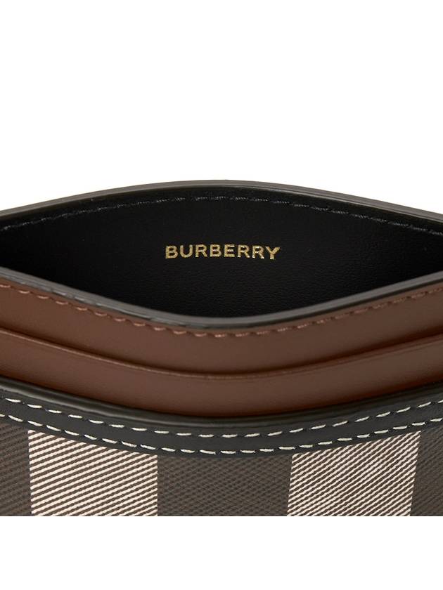 Check Two-Tone Leather Card Wallet Dark Birch Brown - BURBERRY - BALAAN 6