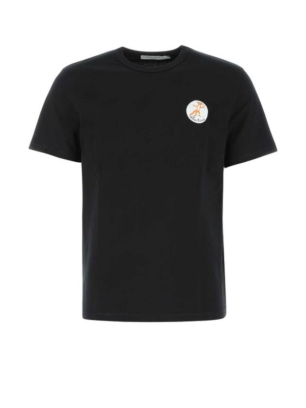 Flower Fox Patch Classic Short Sleeve T-Shirt Black - MAISON KITSUNE - BALAAN 1