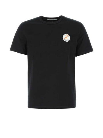 Flower Fox Patch Classic Short Sleeve T-Shirt Black - MAISON KITSUNE - BALAAN 1