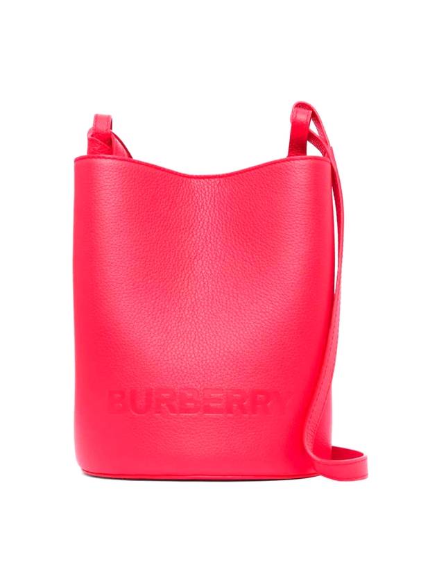 Women's Embossed Logo Leather Bucket Bag Red - BURBERRY - BALAAN 1