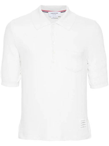 Pocket Silk Pique Polo Shirt White - THOM BROWNE - BALAAN 1