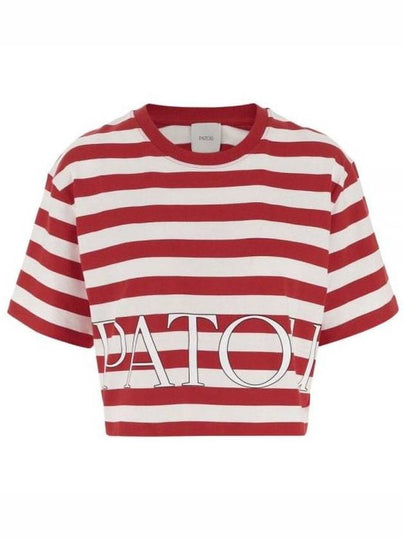 Organic Cotton Boxy Stripe Short Sleeve T-Shirt Red White - PATOU - BALAAN 2