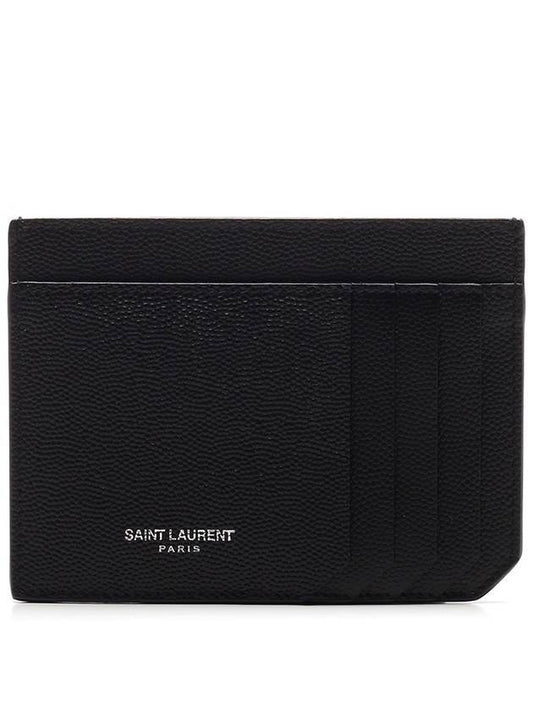 Grain De Poudre Embossed Leather Card Wallet Black - SAINT LAURENT - BALAAN 1