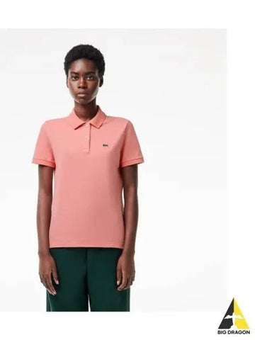 Women s 2 button regular fit polo t shirt salmon pink - LACOSTE - BALAAN 1