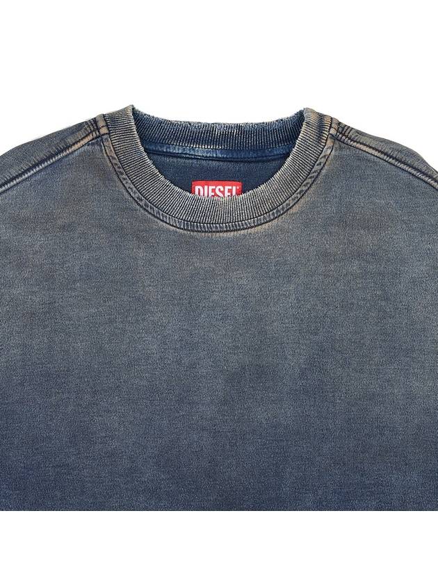 D Krib Ne Vintage Look Track Denim Sweatshirt Medium Blue - DIESEL - BALAAN 4