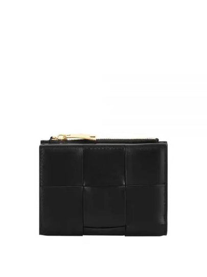 Cassette Zipper Bifold Half Wallet Black - BOTTEGA VENETA - BALAAN 2