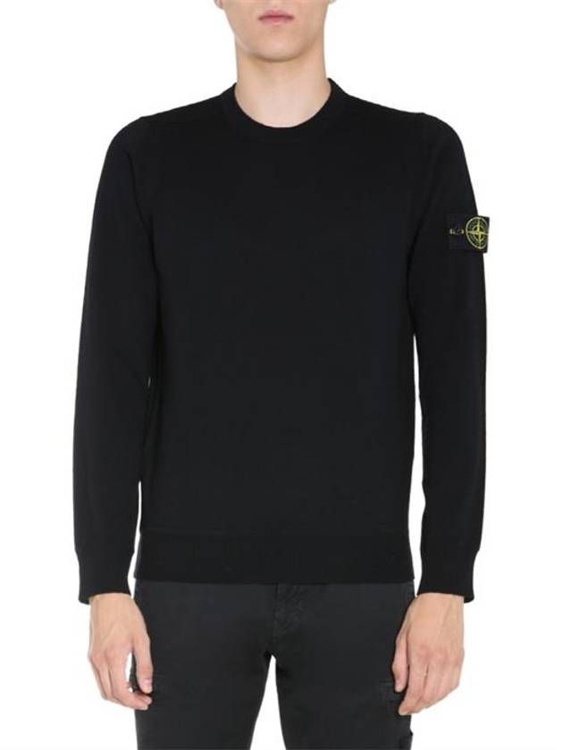 Light Wool Crewneck Knit Top Black - STONE ISLAND - BALAAN 2