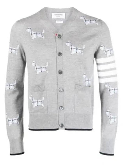 Hector Motif 4 Bar Cardigan Grey - THOM BROWNE - BALAAN 2