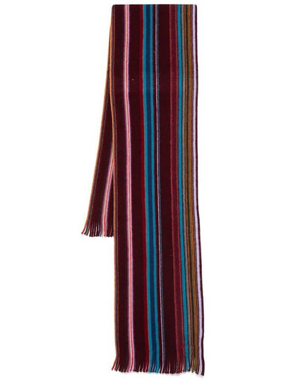 Signature Stripe Cashmere Scarf Burgundy - PAUL SMITH - BALAAN 2