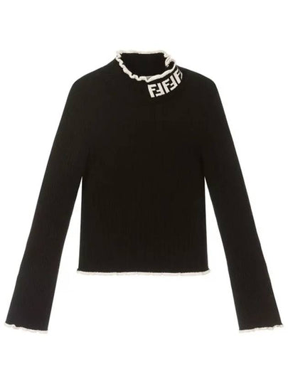 Kids Frill Neck Black Knit JFG110 F1ISU - FENDI - BALAAN 2