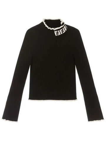 Kids Frill Neck Black Knit JFG110 F1ISU - FENDI - BALAAN 1