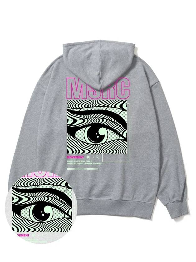 Of The Eye Vivid Pink Overfit Hoodie Grey - MONSTER REPUBLIC - BALAAN 1