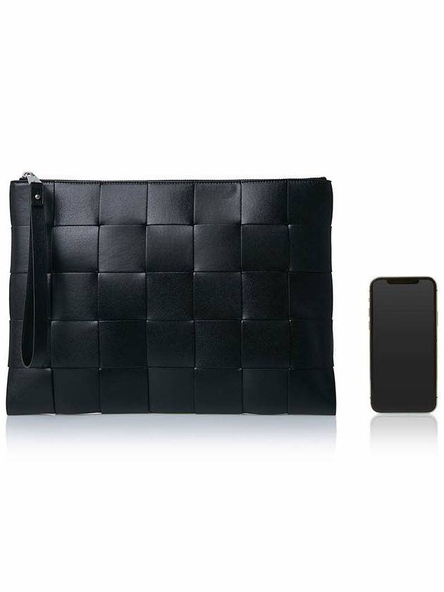 Intrecciato Strap Clutch Bag Black - BOTTEGA VENETA - BALAAN 7