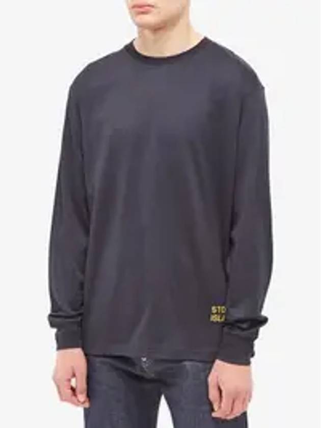 Logo Cotton Long Sleeve T-Shirt Navy - STONE ISLAND - BALAAN 3