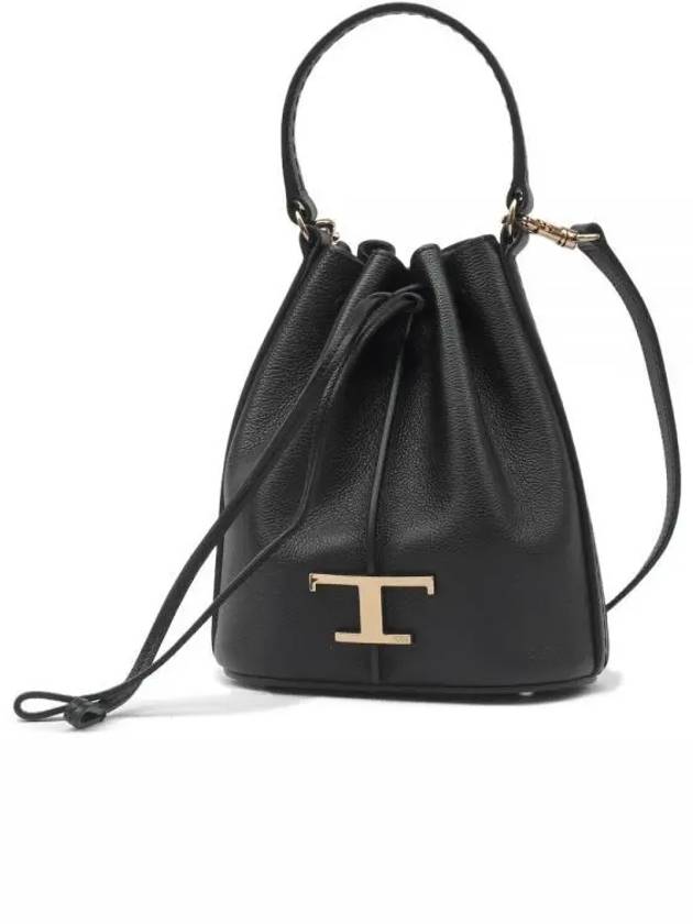 T Timeless Leather Micro Logo Bucket Bag Black - TOD'S - BALAAN 2