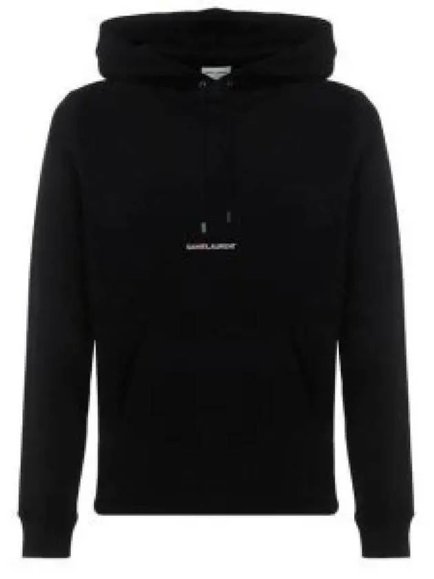 Men's Chest Small Logo Hoodie Black - SAINT LAURENT - BALAAN 2