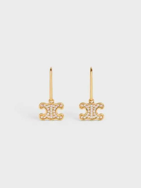 Triomphe Rhinestone Earrings Gold - CELINE - BALAAN 2