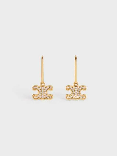 Triomphe Rhinestone Earrings Gold - CELINE - BALAAN 2