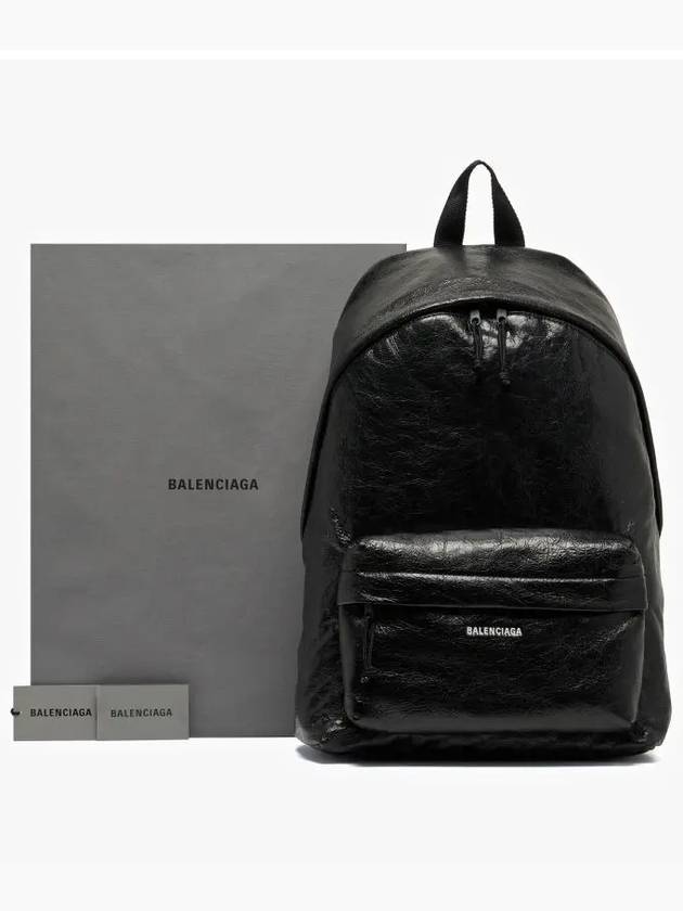 Explorer Logo Print Leather Backpack Black - BALENCIAGA - BALAAN 4