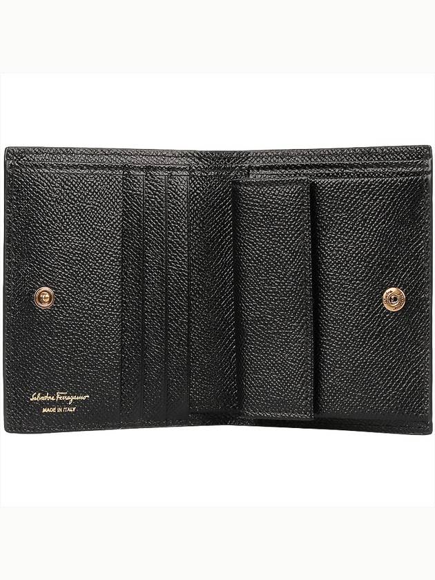 Gancini Compact Half Wallet Black - SALVATORE FERRAGAMO - BALAAN 5