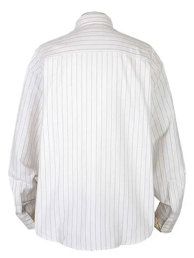 De Coeur Small Heart Logo Striped Long Sleeve Shirt Cream - AMI - BALAAN 3