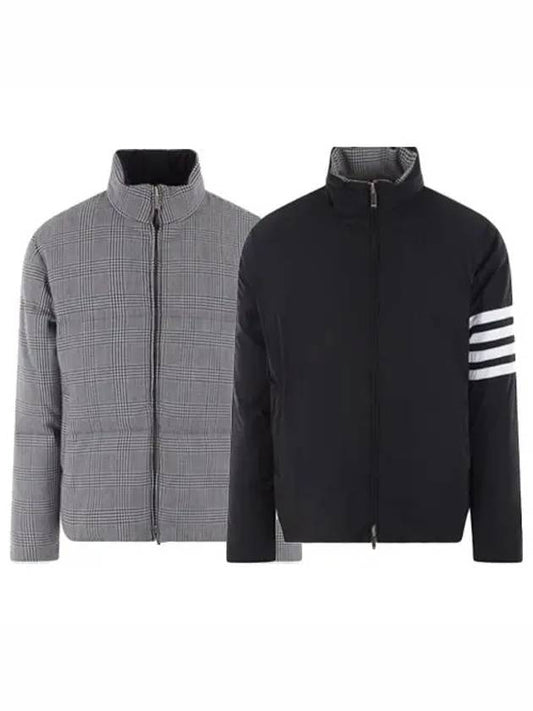 4 Bar Check Reversible Padded Jacket Black White - THOM BROWNE - BALAAN 2