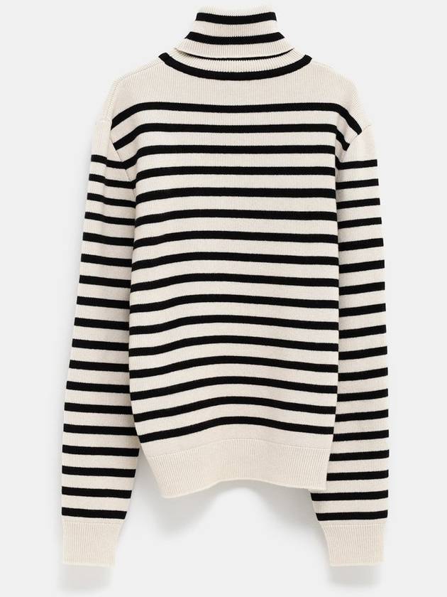 Heritage Cashmere Stripe Turtleneck White - CELINE - BALAAN 3