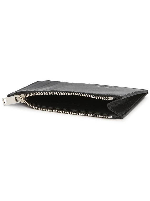 Lizard Pattern Embossed Fragment Zipper Card Wallet Black - SAINT LAURENT - BALAAN 5