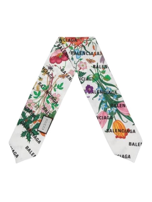 Balenciaga logo flower print twilly scarf - GUCCI - BALAAN.