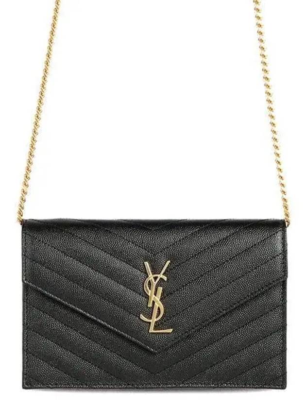 Women's Logo Envelope Chain Long Wallet Black - SAINT LAURENT - BALAAN 2