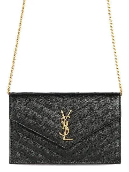 Women's Logo Envelope Chain Long Wallet Black - SAINT LAURENT - BALAAN 2