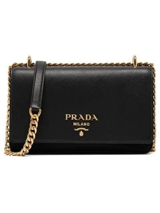 Saffiano Pocono Chain Shoulder Bag Black - PRADA - BALAAN 2