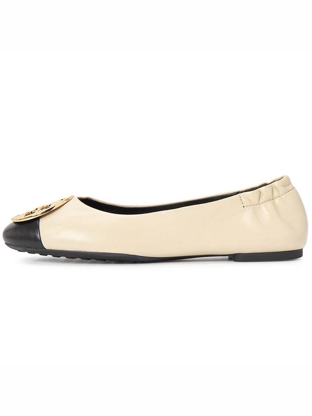 Claire Ballerina Flat Cream Black - TORY BURCH - BALAAN.