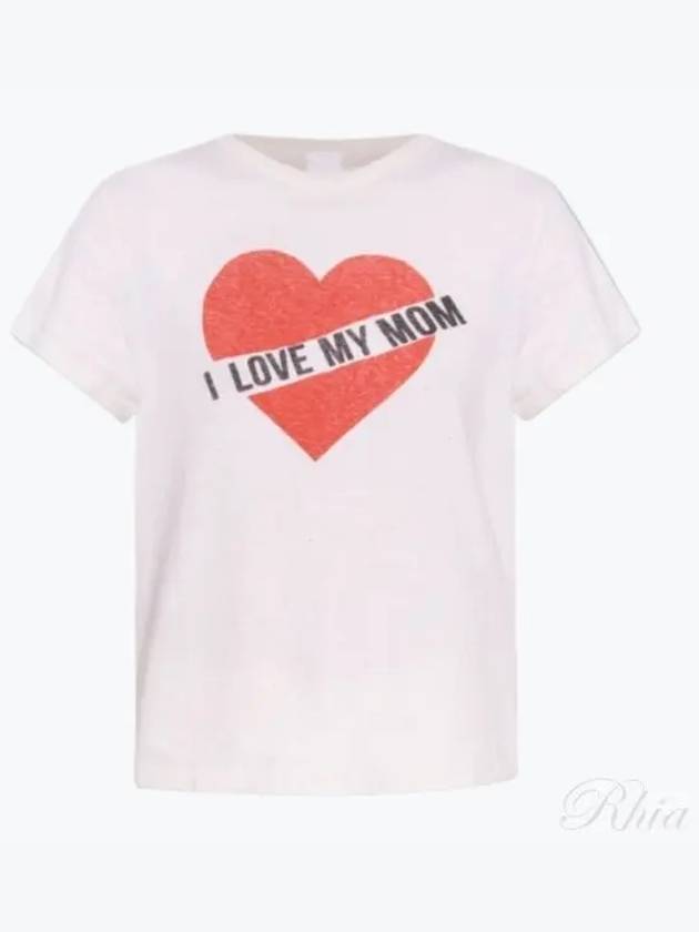 Classic I Love My Mom Cotton Short Sleeve T-Shirt White - RE/DONE - BALAAN 2